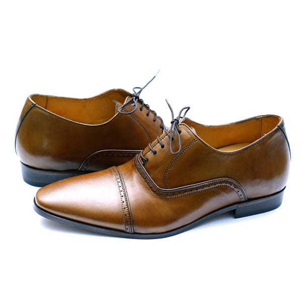 Aft11x Tan Leather Shoes 6 5 Cm Taller Stylish Elevator Shoes 2