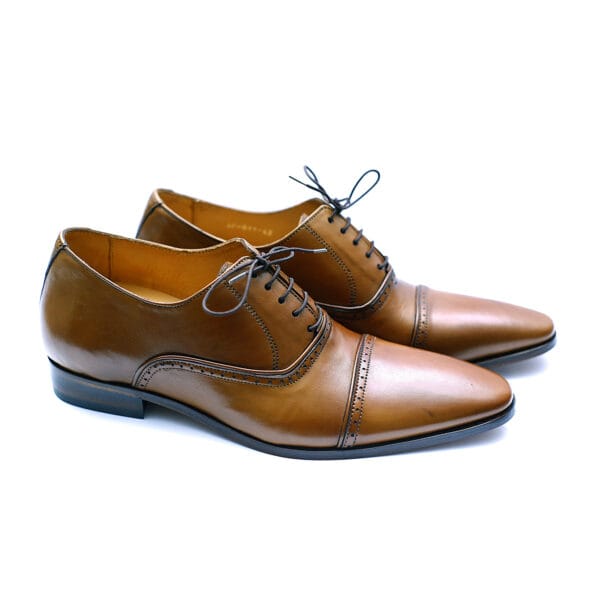 Aft11x Tan Leather Shoes 6 5 Cm Taller Stylish Elevator Shoes 3